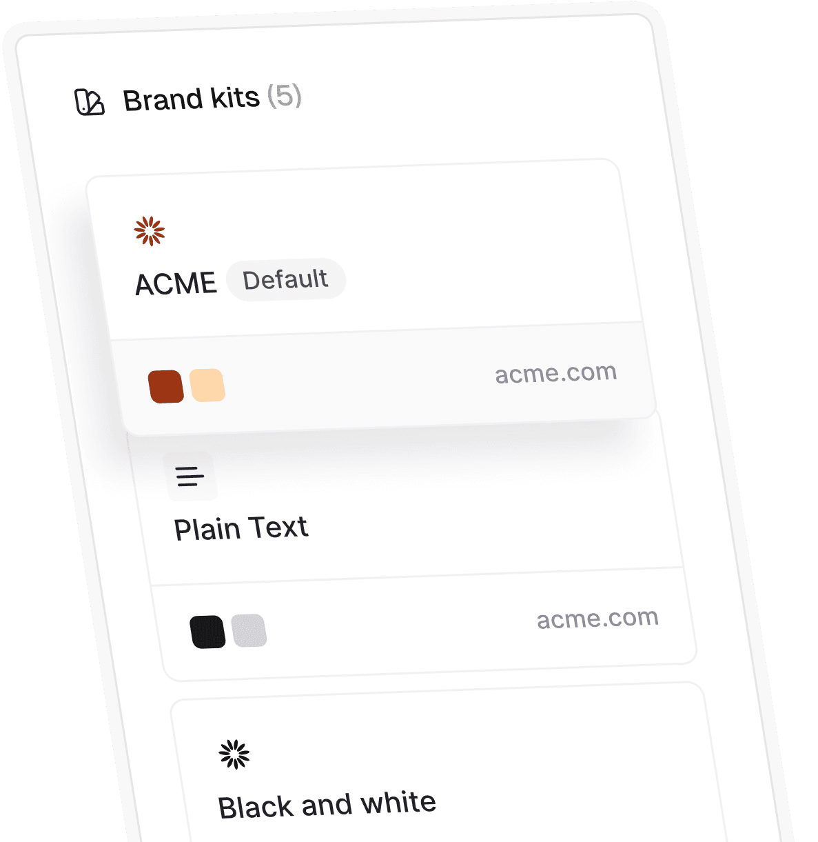 Brand kits visualization: brand kits list panel
