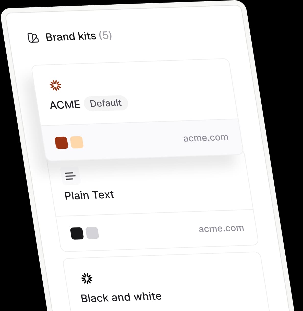 Brand kits visualization: brand kits list panel