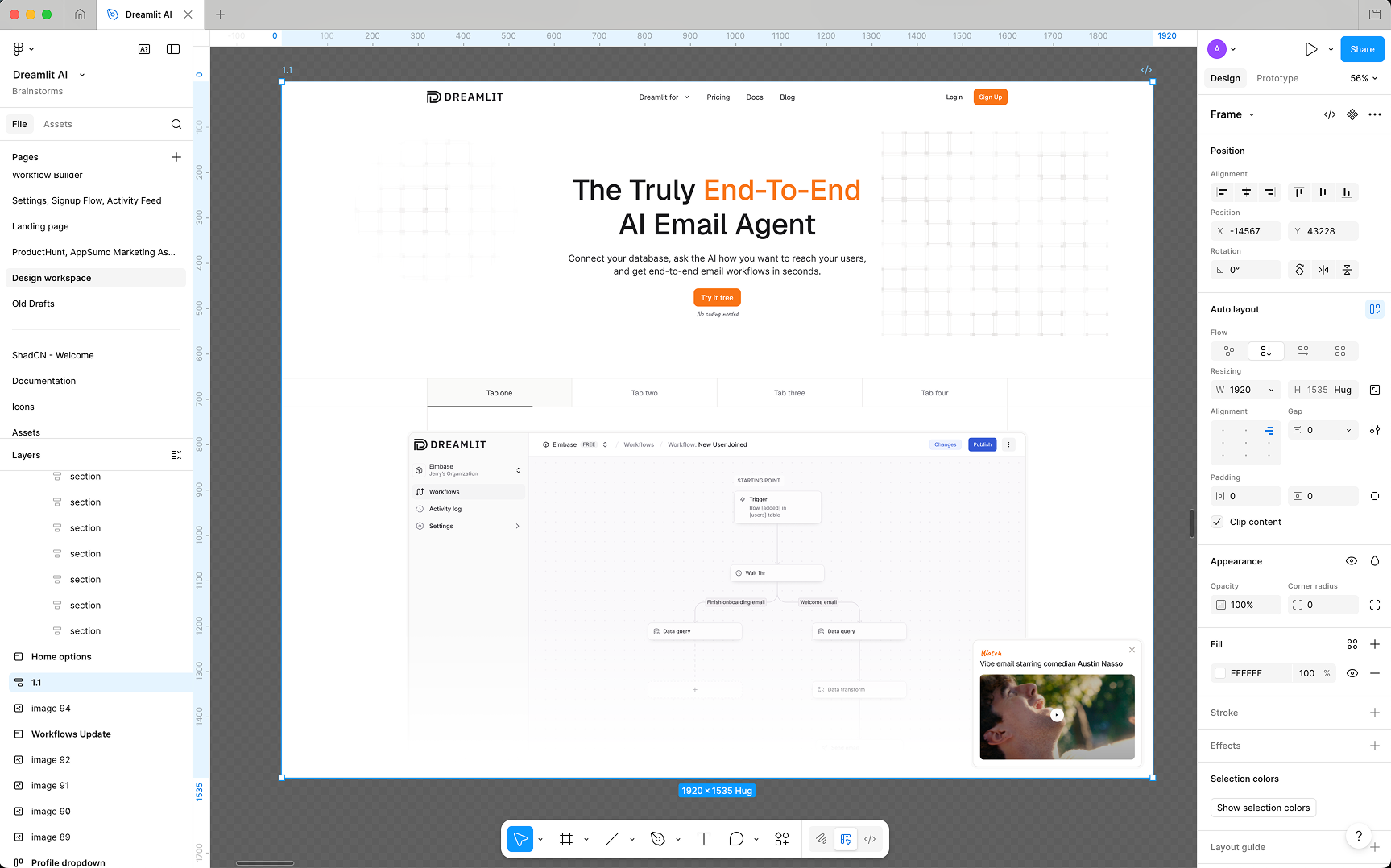 Hero section design in Figma