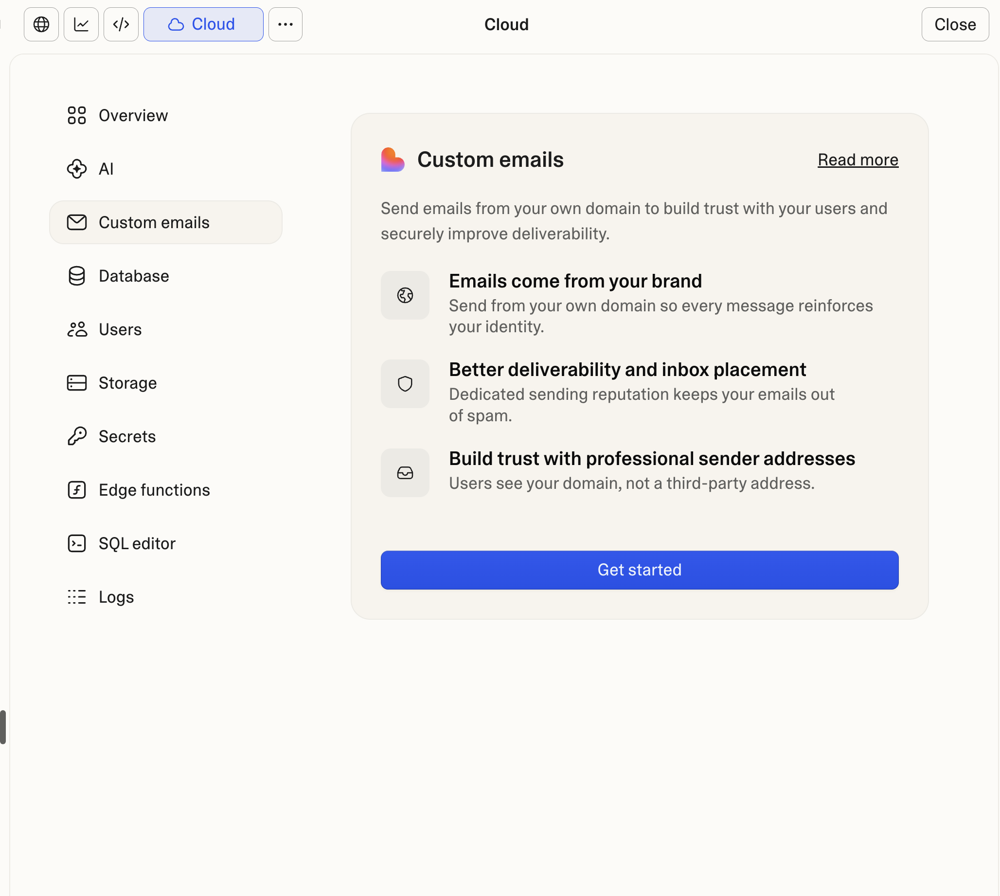 Setting up auth emails for Lovable Cloud in Cloud settings